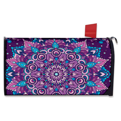 Purple And Blue Mandala Print Mailbox Cover