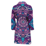 Purple And Blue Mandala Print Men's Bathrobe