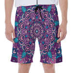 Purple And Blue Mandala Print Men's Beach Shorts