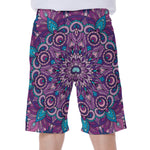 Purple And Blue Mandala Print Men's Beach Shorts