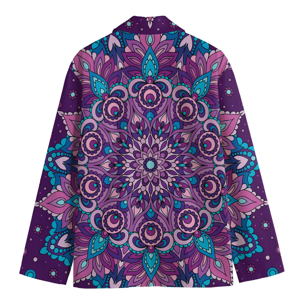 Purple And Blue Mandala Print Men's Blazer