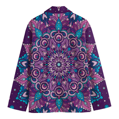 Purple And Blue Mandala Print Men's Blazer