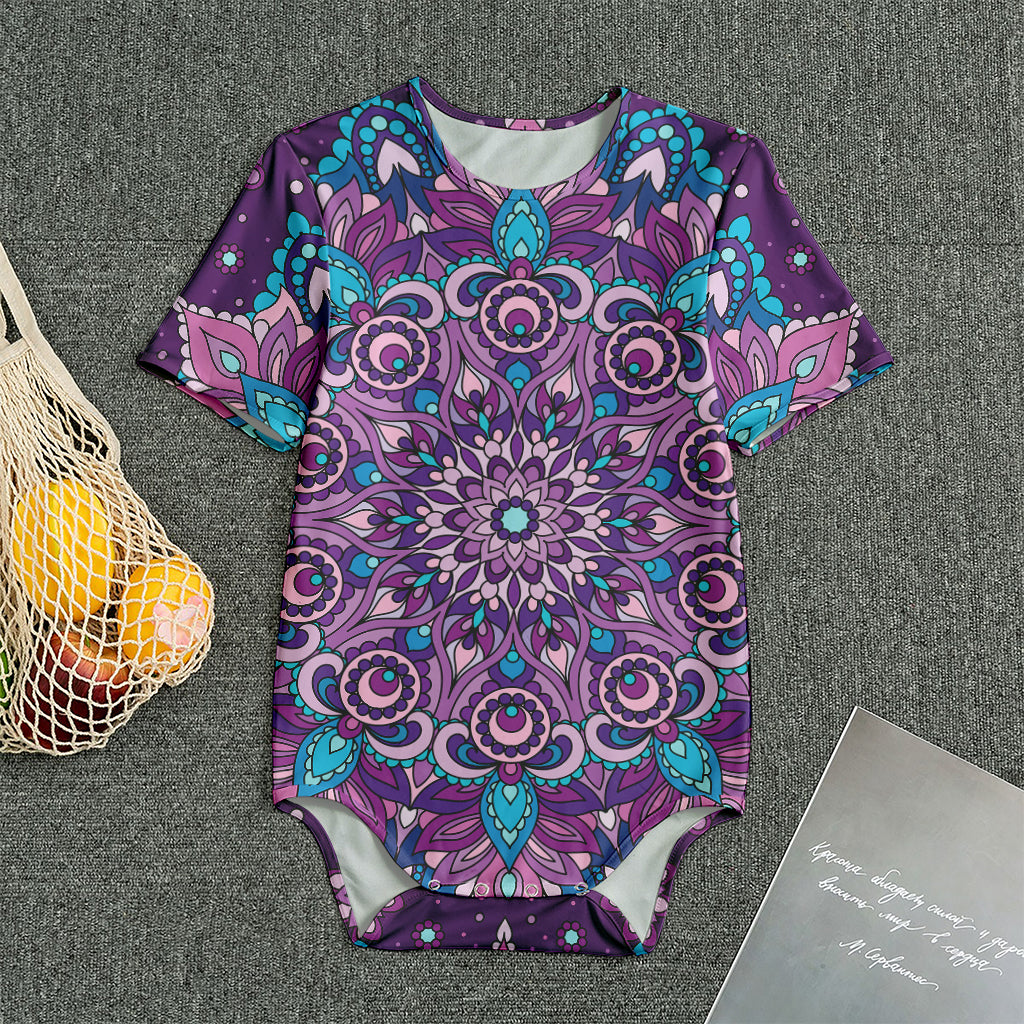 Purple And Blue Mandala Print Men's Bodysuit
