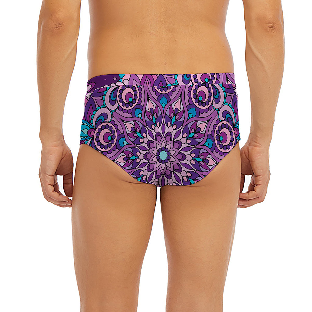 Purple And Blue Mandala Print Men's Briefs