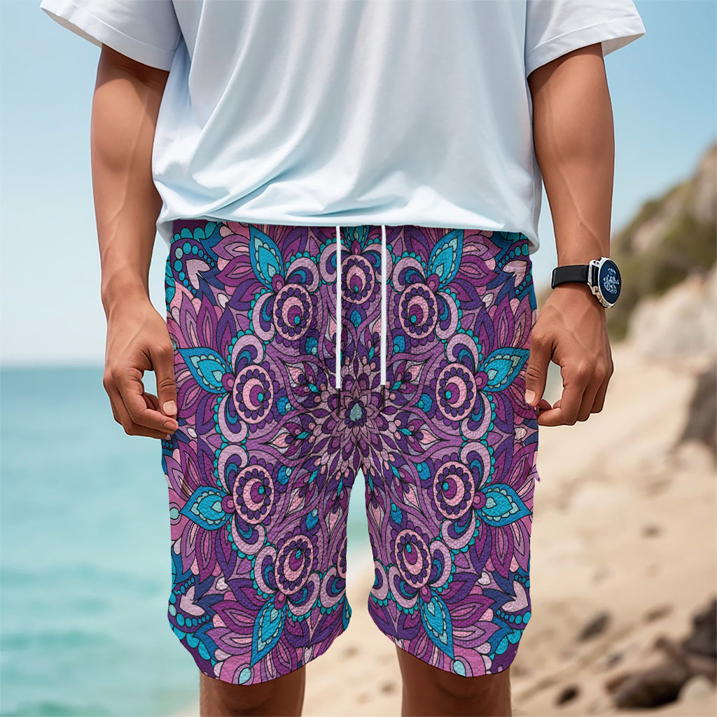 Purple And Blue Mandala Print Men's Cargo Shorts