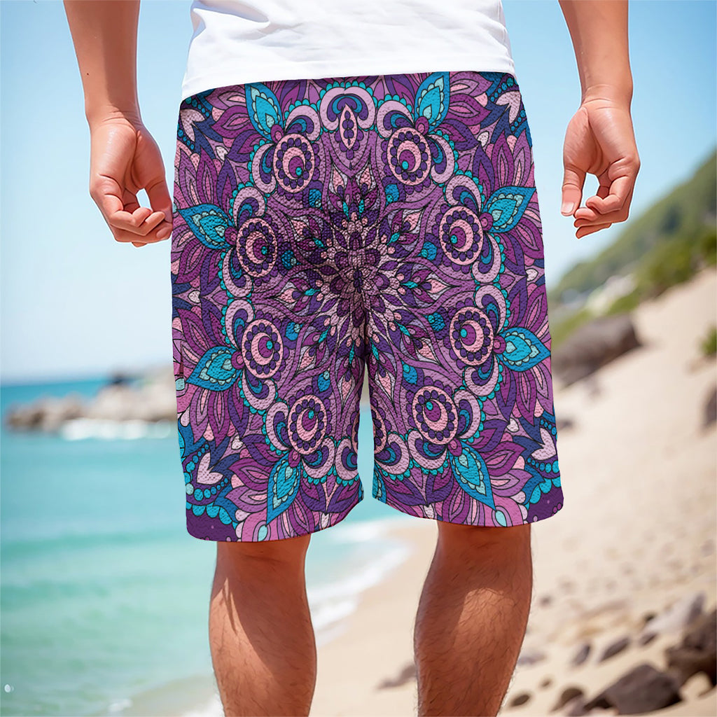 Purple And Blue Mandala Print Men's Cargo Shorts