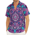 Purple And Blue Mandala Print Men's Deep V-Neck Shirt