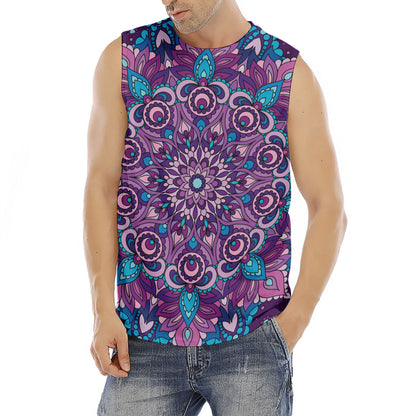Purple And Blue Mandala Print Men's Fitness Tank Top