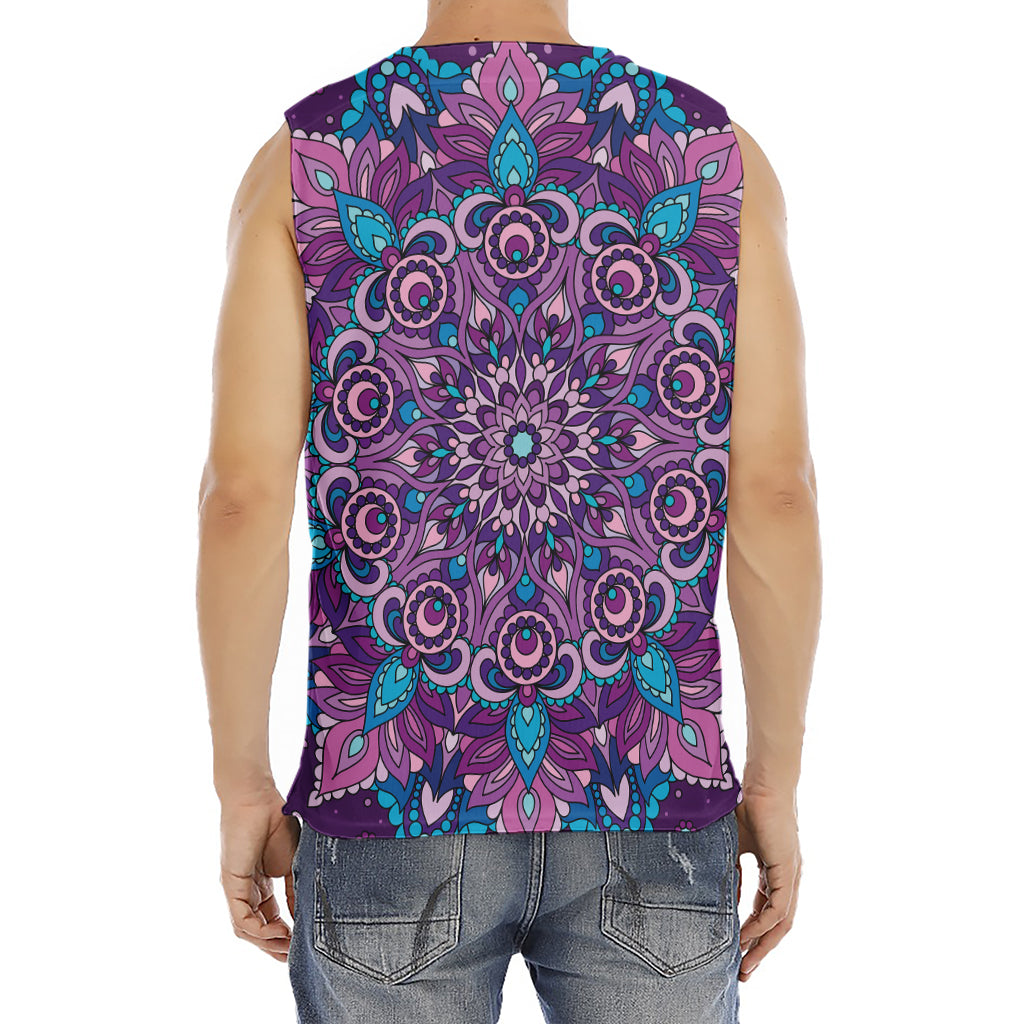 Purple And Blue Mandala Print Men's Fitness Tank Top