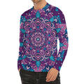 Purple And Blue Mandala Print Men's Long Sleeve Rash Guard