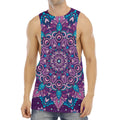 Purple And Blue Mandala Print Men's Muscle Tank Top