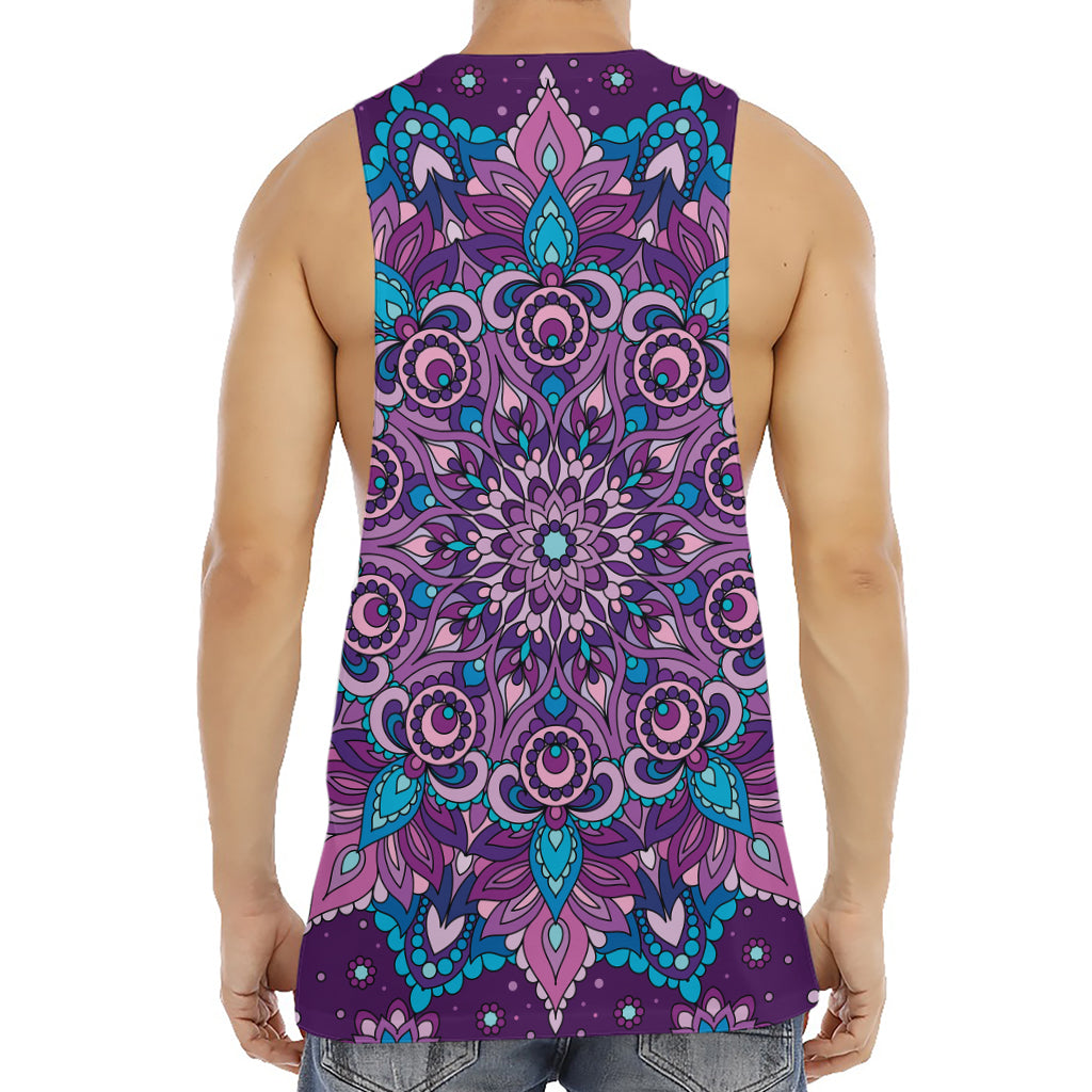 Purple And Blue Mandala Print Men's Muscle Tank Top