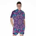 Purple And Blue Mandala Print Men's Romper
