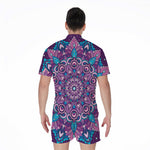 Purple And Blue Mandala Print Men's Rompers