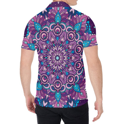 Purple And Blue Mandala Print Men's Shirt