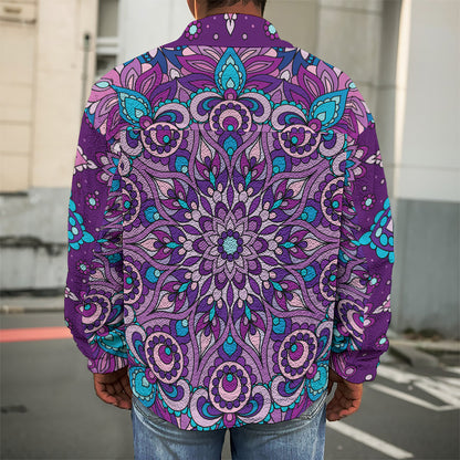Purple And Blue Mandala Print Men's Shirt Jacket