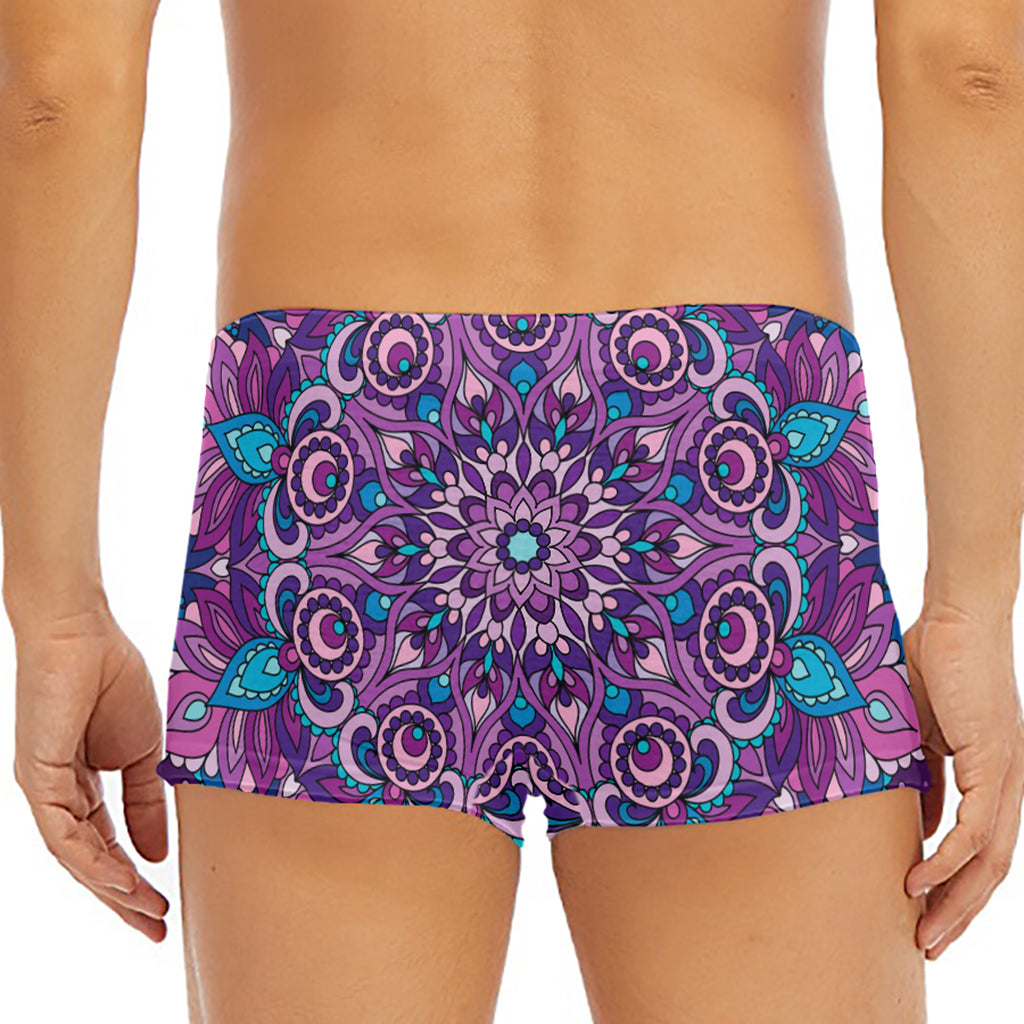 Purple And Blue Mandala Print Men's Short Boxer Briefs