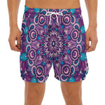 Purple And Blue Mandala Print Men's Split Running Shorts