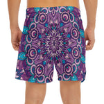 Purple And Blue Mandala Print Men's Split Running Shorts