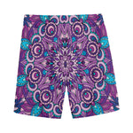Purple And Blue Mandala Print Men's Sports Shorts