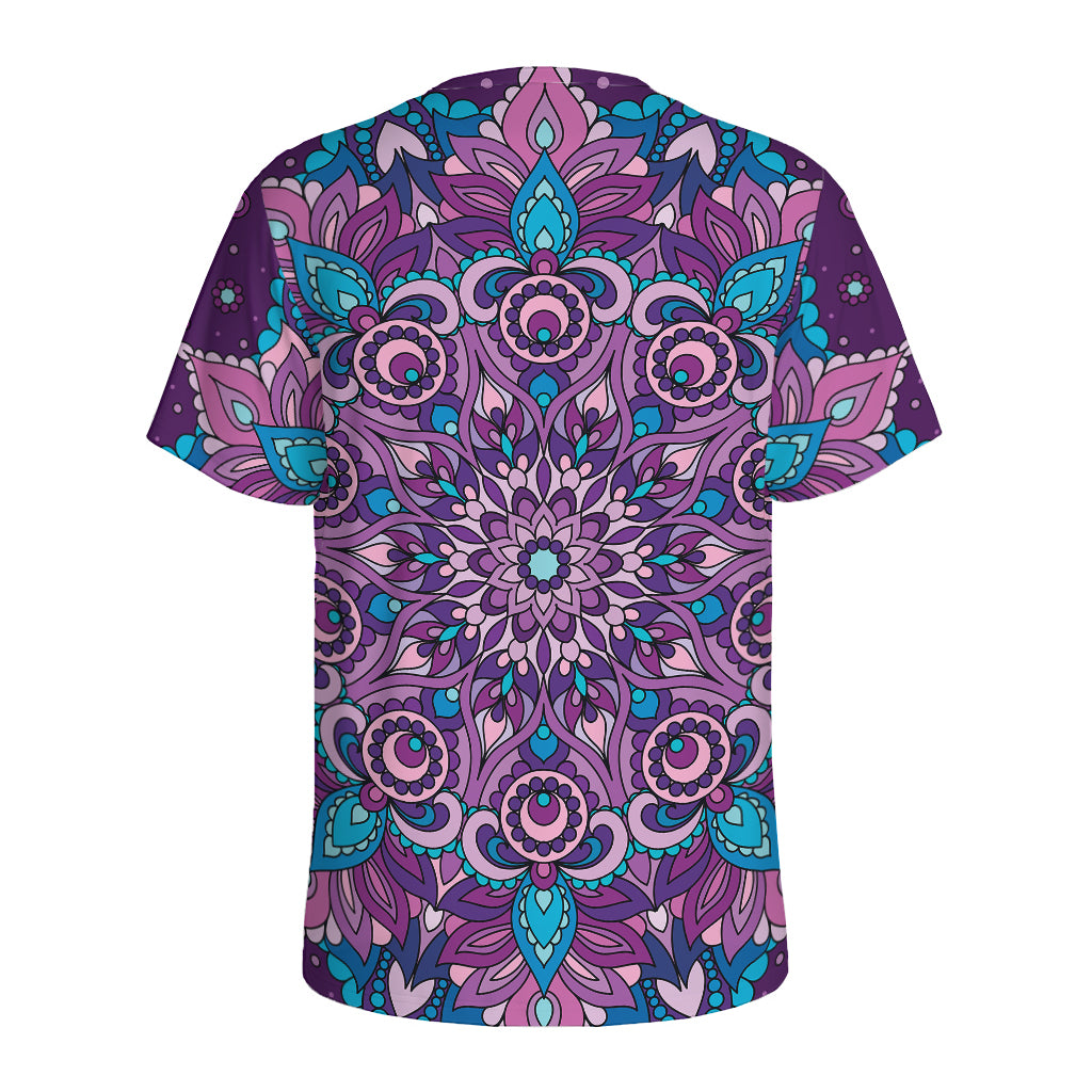 Purple And Blue Mandala Print Men's Sports T-Shirt