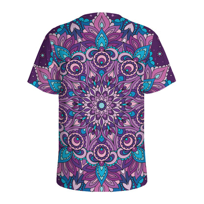 Purple And Blue Mandala Print Men's Sports T-Shirt