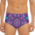 Purple And Blue Mandala Print Men's Triangle Swim Briefs