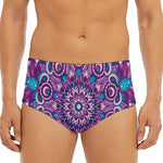 Purple And Blue Mandala Print Men's Triangle Swim Briefs
