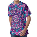 Purple And Blue Mandala Print Men's Velvet T-Shirt