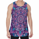 Purple And Blue Mandala Print Men's Velvet Tank Top