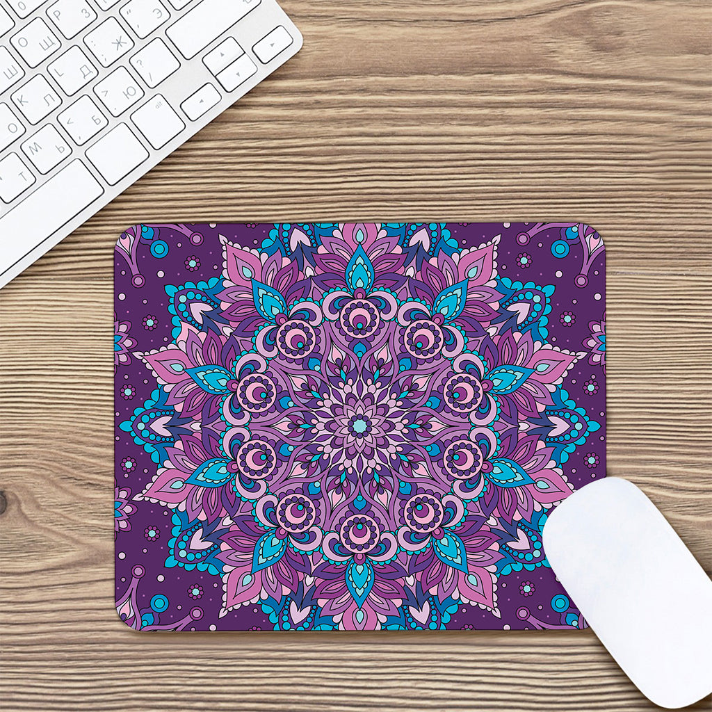 Purple And Blue Mandala Print Mouse Pad
