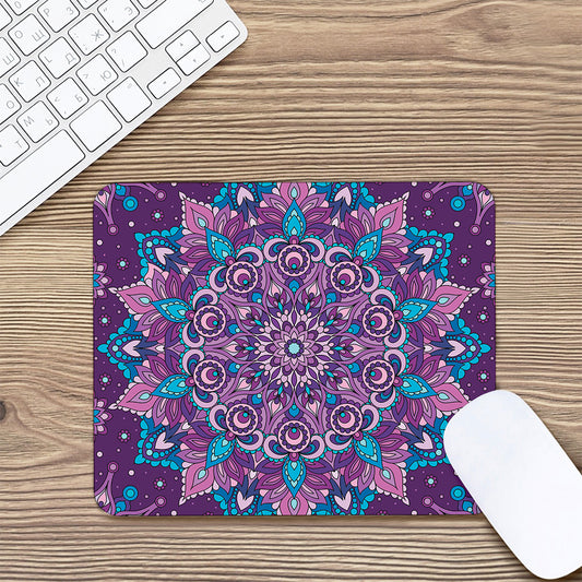 Purple And Blue Mandala Print Mouse Pad
