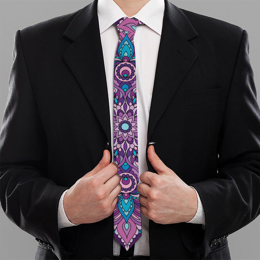 Purple And Blue Mandala Print Necktie