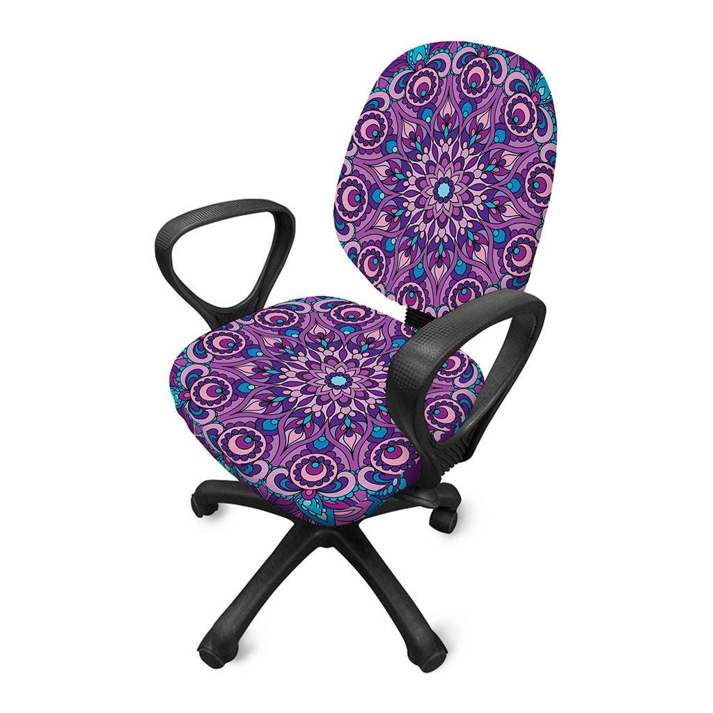 Purple And Blue Mandala Print Office Chair Cover