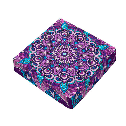 Purple And Blue Mandala Print Outdoor Seat Cushion Cover