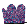 Purple And Blue Mandala Print Oven Mitts