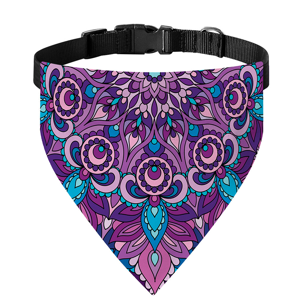 Purple And Blue Mandala Print Over The Collar Dog Bandana