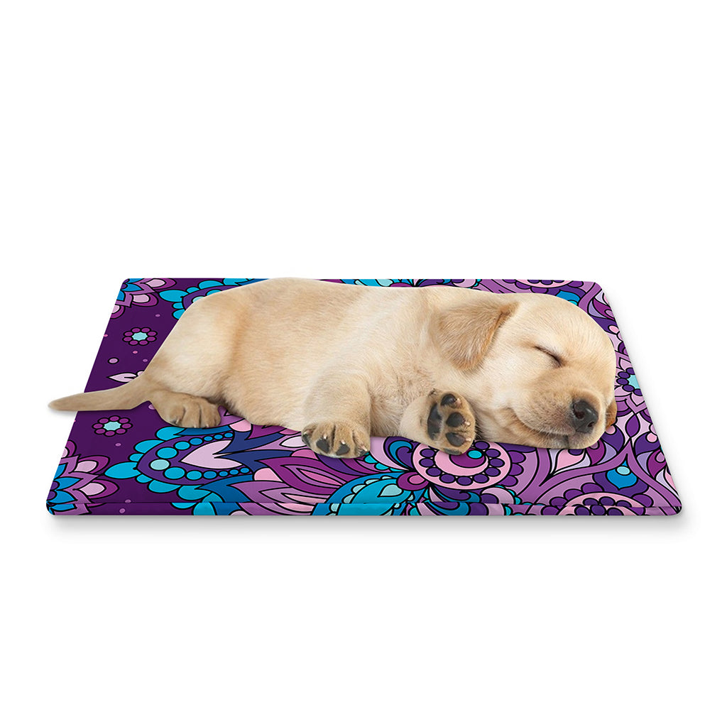Purple And Blue Mandala Print Pet Cooling Mat Cover