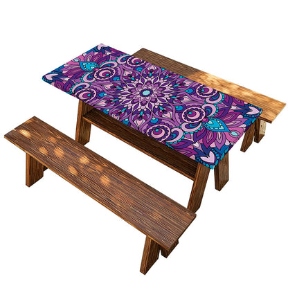 Purple And Blue Mandala Print Picnic Table Cover