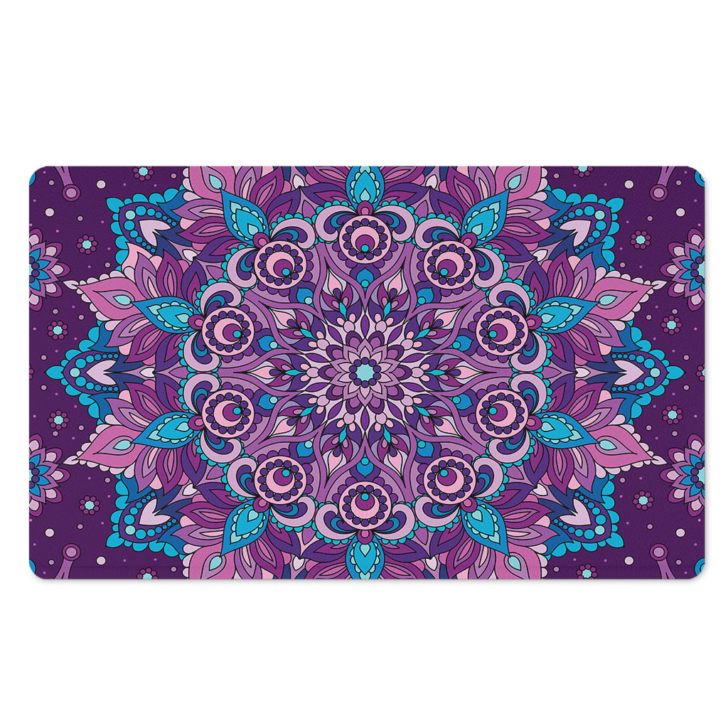 Purple And Blue Mandala Print Polyester Doormat