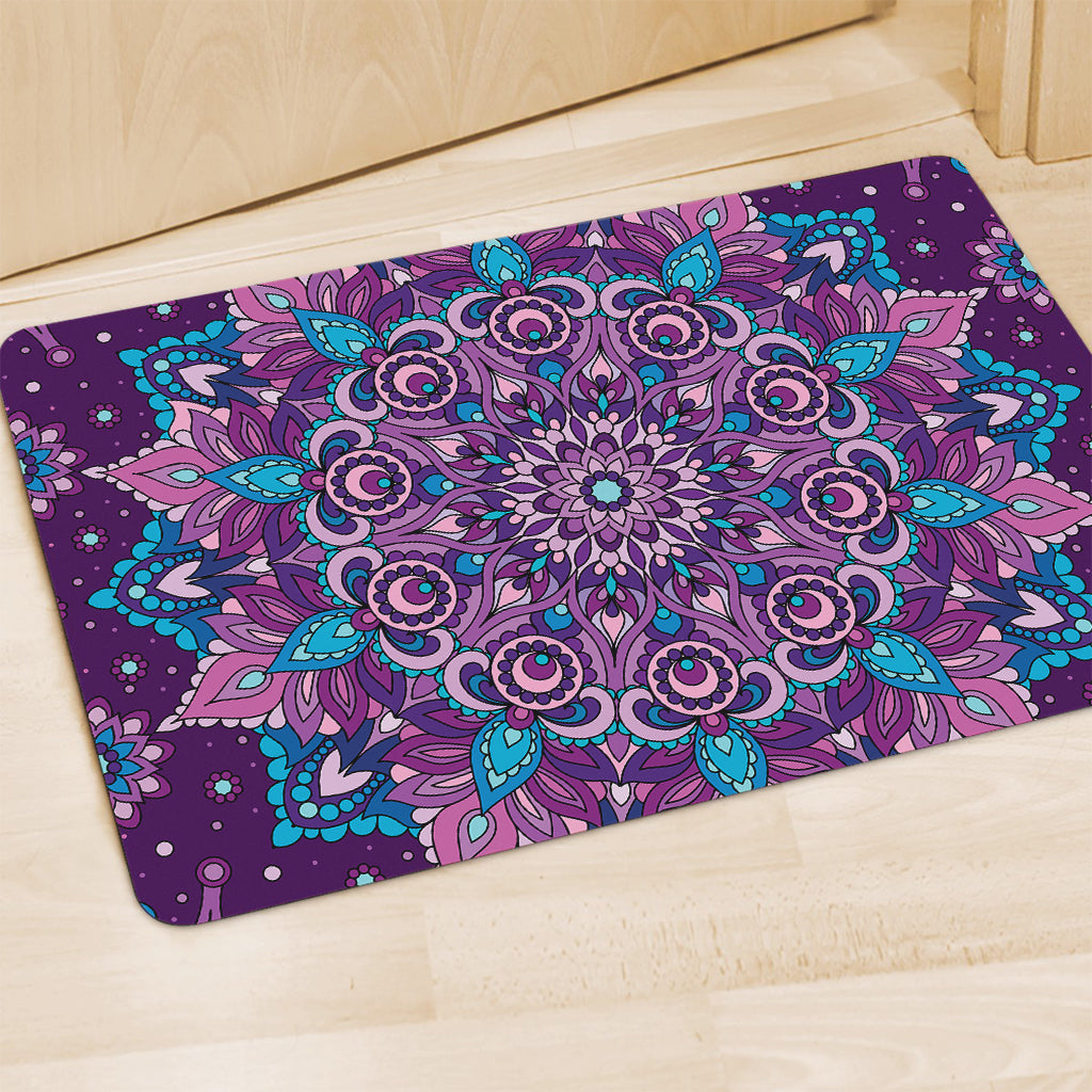 Purple And Blue Mandala Print Polyester Doormat