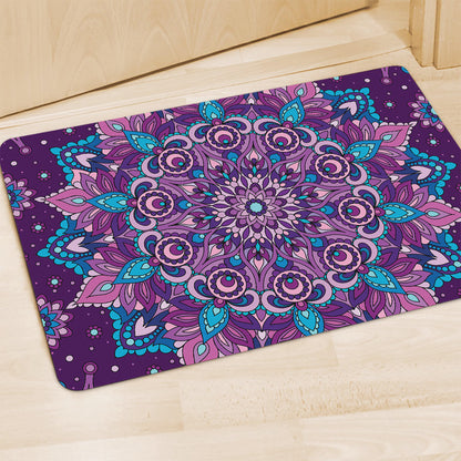 Purple And Blue Mandala Print Polyester Doormat