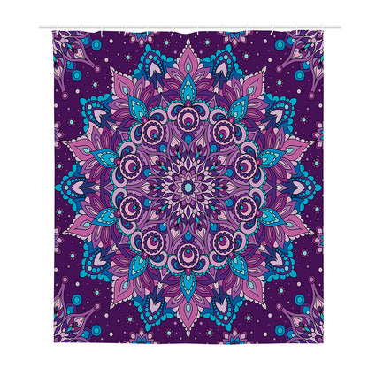 Purple And Blue Mandala Print Polyester Shower Curtain
