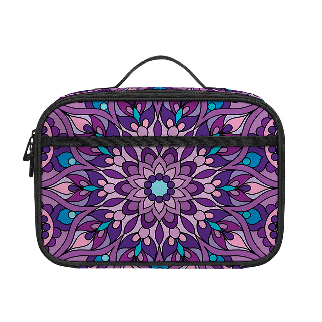 Purple And Blue Mandala Print Portable Lunch Bag