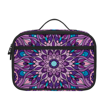 Purple And Blue Mandala Print Portable Lunch Bag