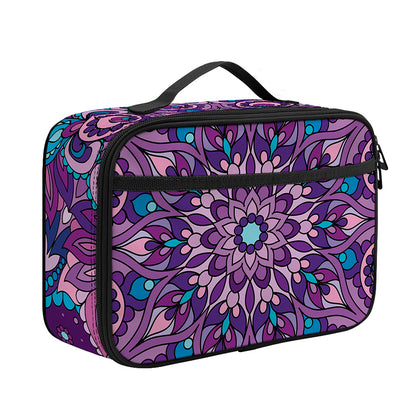 Purple And Blue Mandala Print Portable Lunch Bag