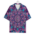 Purple And Blue Mandala Print Rayon Hawaiian Shirt
