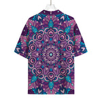 Purple And Blue Mandala Print Rayon Hawaiian Shirt