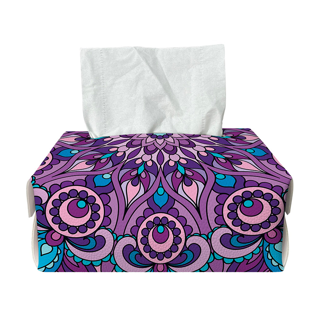 Purple And Blue Mandala Print Rectangle Tissue Box Cover
