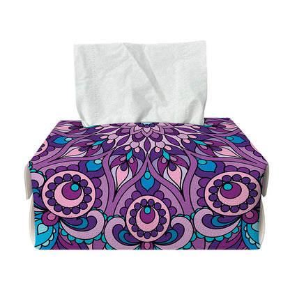Purple And Blue Mandala Print Rectangle Tissue Box Cover